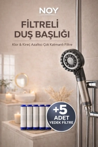 Filtreli Duş Başlığı 5 Yedek Filtre | Su Arıtmalı, Klor Ve Kireç Önleyici, Yüksek Basınçlı